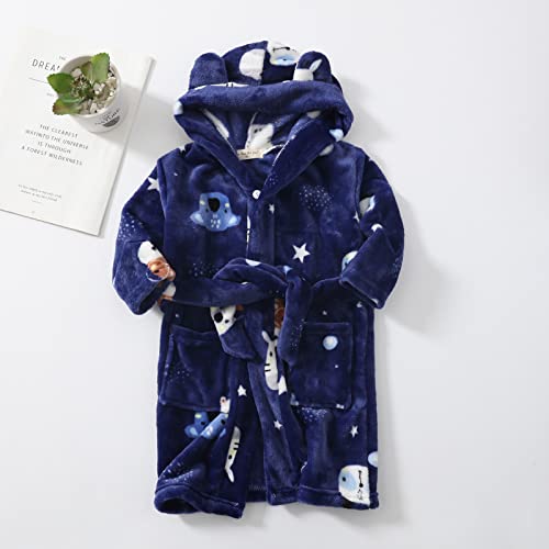 Toddler Kids Baby Boys Girls Robe Suit Cartoon Bathrobes Hooded Warm Flannel 𝐍ight-Robe Clothes Toddler2