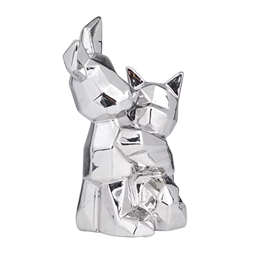 Escultura de porcelana perro cubista plateada 8x5x12 pulg miniatura 7