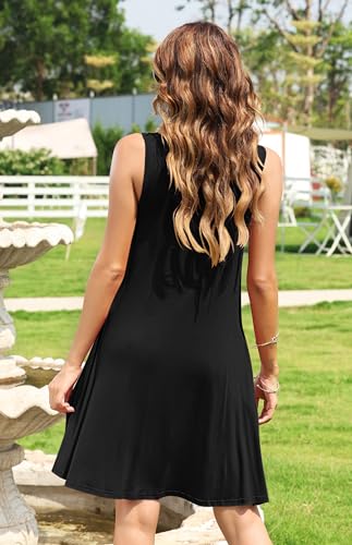 AUSELILY Women's Sleeveless V Neck Mini Dress Beach Cover Up Swimwear Bathing Suit Sundresses with Pockets 2025 New3