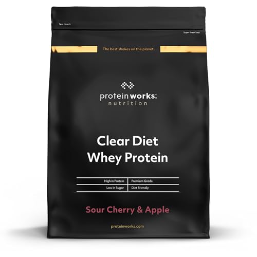 Clear Diet Whey | Sauerkirsche & Apfel | Aromatisierter Proteinshake mit zusätzlichem Süßstoff | Protein Works | 500g