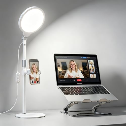 Image of 7 inch Desk Ring Light with Stand for Computer, 30 Lighting Modes for Video Conference, Zoom Lighting for Computer, Adjustable Desk Light for Video Recording, Calls, Podcast, Stream, 3000K-6500K, CRI 97.8