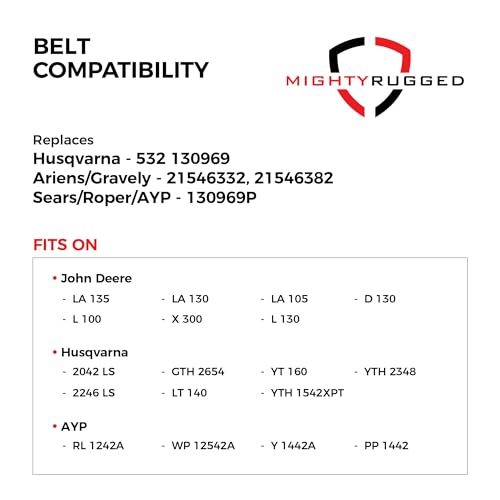 Image of 532130969 592855201 130969 Craftsman Drive Belt Replacement, 92.5 inch, Heavy-Duty, Durable, Aramid Cord, Replacement Belt for AYP Husqvarna YTH24V48 YTH2348 532 13 09-69