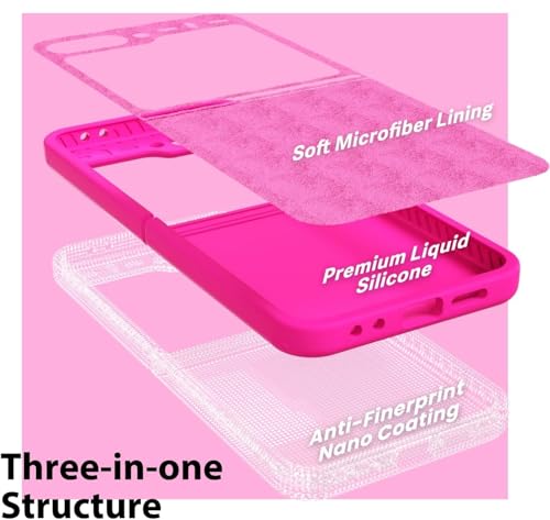 Image of MIDOS Back Cover Compatible with Samsung Z Flip 6 Case Liquid Silicone Full Protection Shock Proof Back Cover for Samsung Galaxy Z Flip 6 (Hot Pink)