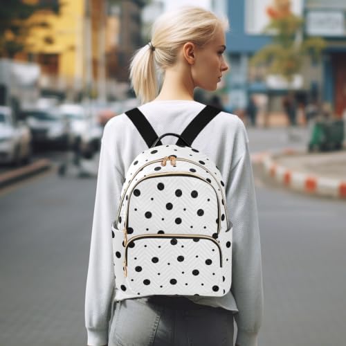 Image of ALAZA Black White Polka Dot Medium Backpack Purse for Women Travel Bag Fashion Daypack Back Pack Shoulder Bag