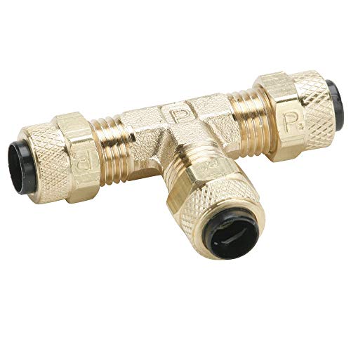 Parker 164P-6-4-pk20 Compression Fitting for Thermoplastic and Soft Metal Tubing, Poly-Tite, Tube to Tube, Brass, Compression Tee, 3/8" and 1/4" (Pack of 20)