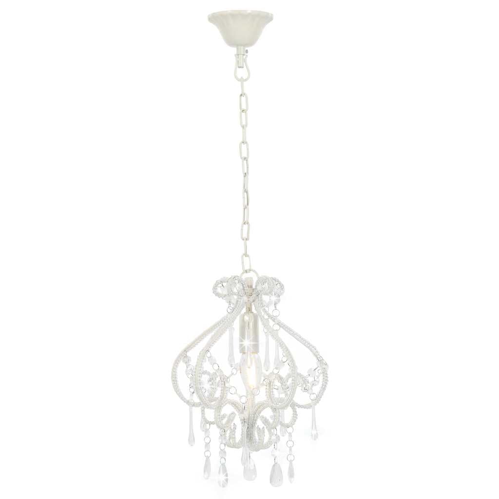 vidaXL Lampadario con Perle Bianco Rotondo E14