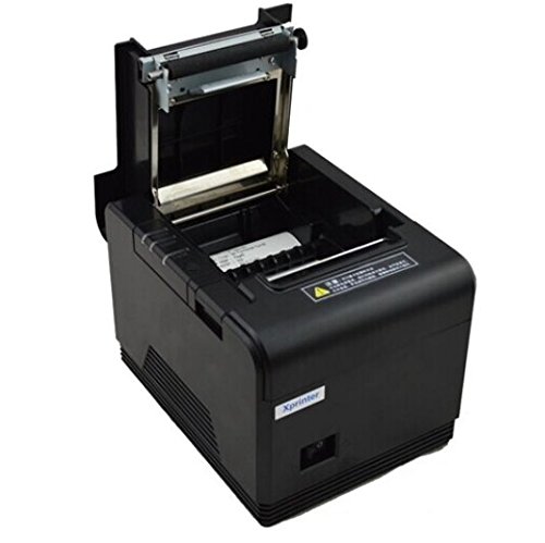 Xprinter XP-Q200 Thermal Printer with top cover open, showing paper roll compartment