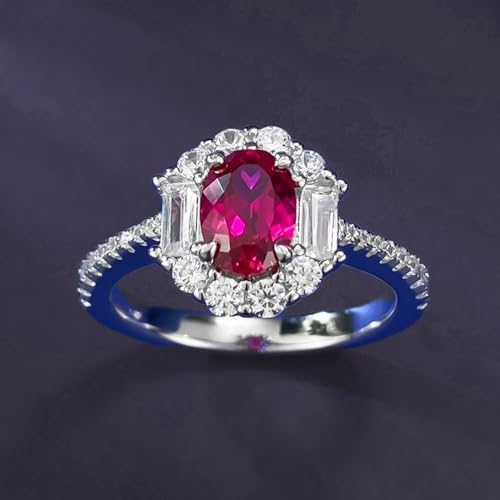 14K Gold Sapphire & Ruby Gemstones Ring for Women, 5x7mm Oval Setting, Lovely Birthday Gift for Her2