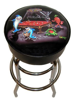 Butaco Michael Godard Pool Shark III, marca Petro, asiento giratorio cromado en vinilo, altura 30 pulgadas, diámetro asiento 15 pulgadas