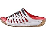 Artikel: Pantolette Gemini 032320-02 Damen Pantoletten Leder Multicolor Clogs, Größe:39 EU, Farbe:Weiß