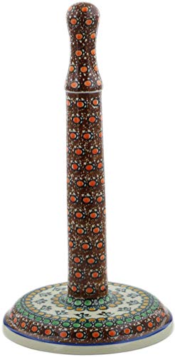 Polish Pottery Paper Towel Stand 13-Inch Cranberry Medley Unikat #TOP1