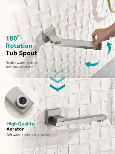 Sistema de Ducha Lefton con Display en Fahrenheit (Sin batería), Cabezal de Ducha Superior de 10” con Ducha de Mano Todo en Uno y Grifo para Bañera, Sistema de Control 4 en 1, SSWM2502 (Níquel Cepillado) miniatura 4