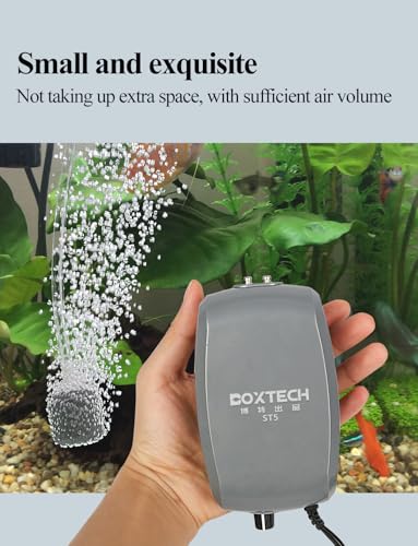 Image of UPETTOOLS Aquarium Air Pump Grey, Fish Tank Air Pump with Accessories Adjustable Dual Outlet Oxygen Pump with 2 Air Stones Extra Large Air Volume for Up to 160 Gal Fish Tank 3.5W