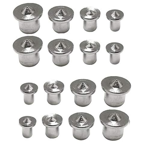 RLECS 2 Sets Panel Furniture Positioning Woodworking Round Tenon 1/4", 5/16", 3/8", 1/2" Solid Wood Pin Center Punch Thimble for Woodworking Tool Cover