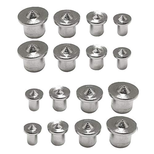 RLECS 2 Sets Panel Furniture Positioning Woodworking Round Tenon 1/4", 5/16", 3/8", 1/2" Solid Wood Pin Center Punch Thimble for Woodworking Tool