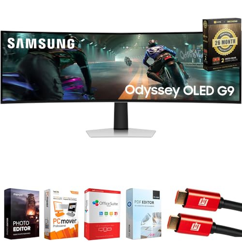 Image of Samsung 49 inch Odyssey G9 Dual QD-OLED G91SD Curved Ultrawide Gaming Monitor Bundle with Tech Smart USA Elite Suite 18, 2X 4K HDMI Cable & Deco Gear CPS 26 Month Protection Pack (BEACH-CPS-26M1500)