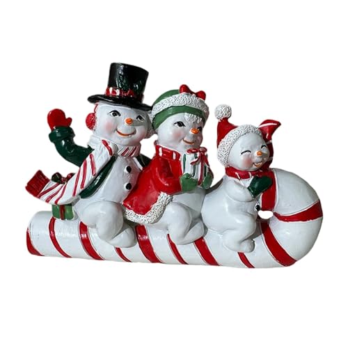 Fenteer Figura de Muñeco de Nieve con Forma de Bastón de Navideño, Decoración Navideña, Manualidades, Regalo, Estatua de Muñeco de Nieve para