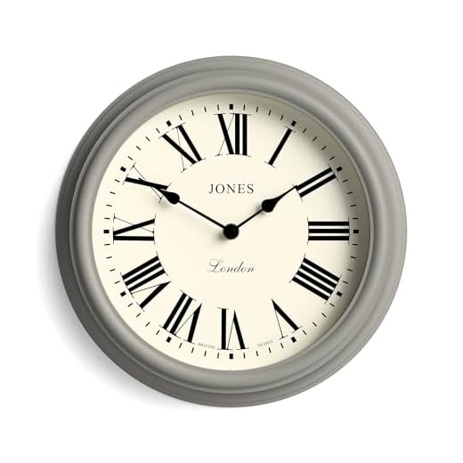 JONES CLOCKS® Venetian Wall Clock | Classic Round Clock | 12 inch | Grey | Roman Numerals | Traditional Design Ideal for Kitchen, Living Room or Bedroom