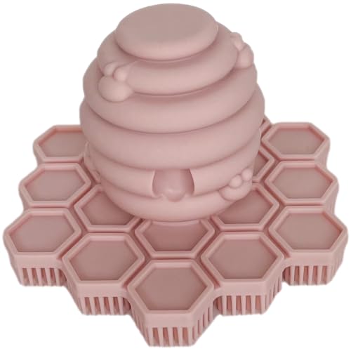 Big Bee, Little Bee - Kids Original ScrubBEE, 100% Silicone Childrens Bath Scrubber, Promotes Effective Independent Hand &amp; Body Washing, As Seen on Shark Tank (Rose)
