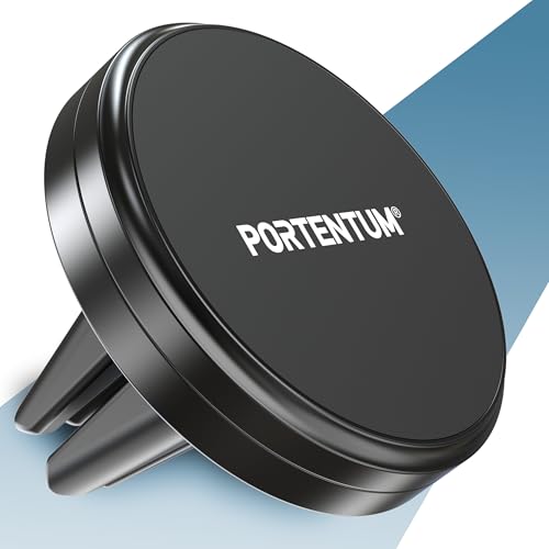 PORTENTUM Support Telephone Voiture magnetique ultrap Puissant (Non Compatible avec MagSafe) – Fixation pour Grille d’aération – Rotation 360° – 6...
