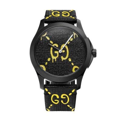 GUCCI Ghost G-Timeless Black and Yellow Dial Unisex Rubber Watch YA1264019 / �O�b�`�S�[�X�g �~�f�B�A�� �E�H�b�` [���s�A���i]