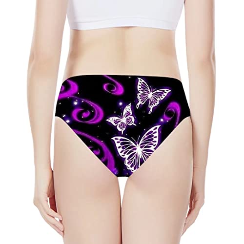 Dellukee Women's Cute Underwear Butterfly Print Soft Breathable Low Rise Briefs Stretch Hipster Panty #TOP3