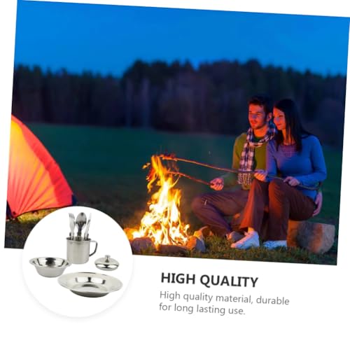 Set de Cocina para Camping PACKOVE de Acero Inoxidable Portátil para 1-2 Personas, Utensilios de Cocina y Olla para Picnic Ligera para Senderismo y Mochilero miniatura 7