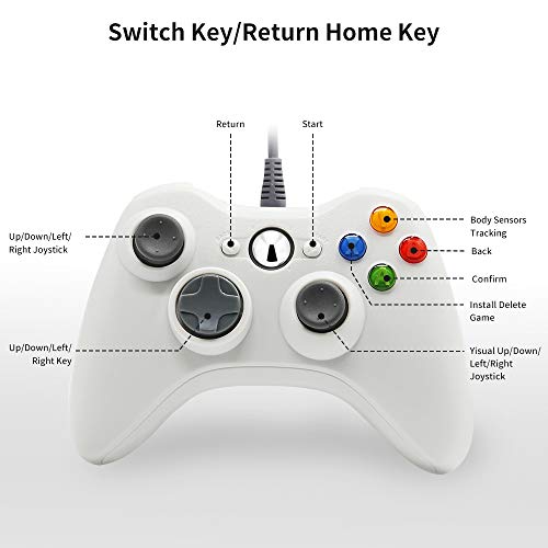 Xbox 360 Controller Wired for Xbox 360 Console & Windows, Xbox 360 Game Controller Gamepad (White) - Thumbnail 3