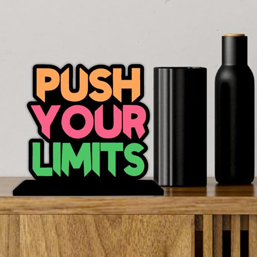 Tabletop Push Your Limits Inspirational Quote Decorative Motivational Desktop Showpiece for Positive Workspace Vibes Wooden 6 Inches (TP_08) 2