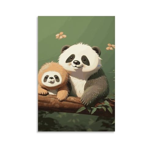 Impression sur toile panda et paresseux BWQMNT pour décoration murale de maison