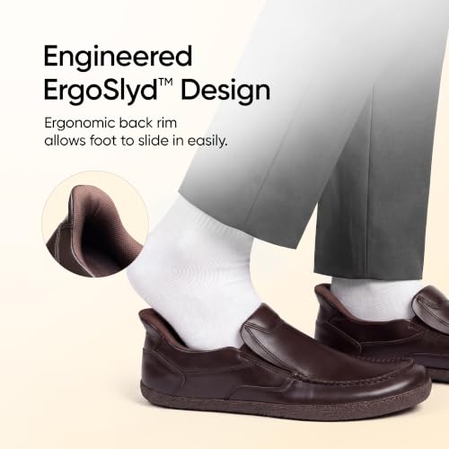 Image of Frido ErgoSlyd Formal Slip-on Shoes for Men, Genuine Leather Loafers with Wide Toe Box & Zero Drop Sole, Cushioned Insole for All-Day Comfort, Ideal for Business, Office, Weddings & Formal Occasions