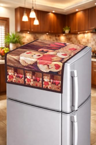 Image of REVEXO Refrigerator Single Door, Dustproof, Protective Cover for Fridges with Extra Storage Space Knit Top Cover with 6 Storage Pockets (130 x 54 cm) (Multicolour) REV-96