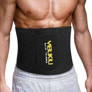 Waist Trimmer Belt for Women Men, Neoprene Sweat Band Waist Trainer Slimming Stomach Belt with Sauna Effect for Workout Black