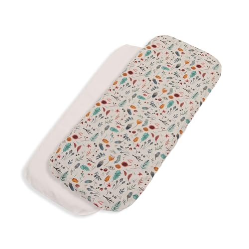 TititNins®   Pack 2ud.Sabana Bajera Capazo para Bugaboo Fox 5 Renew | Funda Colchón Protector Cuco Carrito Bebe | OTOÑO + ALGODÓN BLCO | 100% Algodón Certificado Oeko Tex® Organic Cotton
