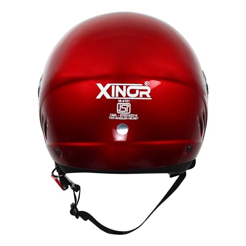 Image of Buff Open Face Motorcycle Helmet Medium | ISI Certified Unisex Helmet | Lightweight ABS Shell with Clear Visor & Quick Release Strap for Bike & Scooter Riders (Matte Black)