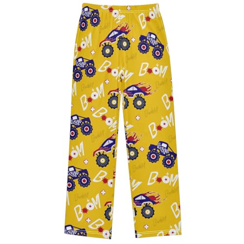 Boy's Pants Monster Truck Cartoon Jogger Pants Elastic Waist Long Bottoms Trousers with Pockets 6-14 Years