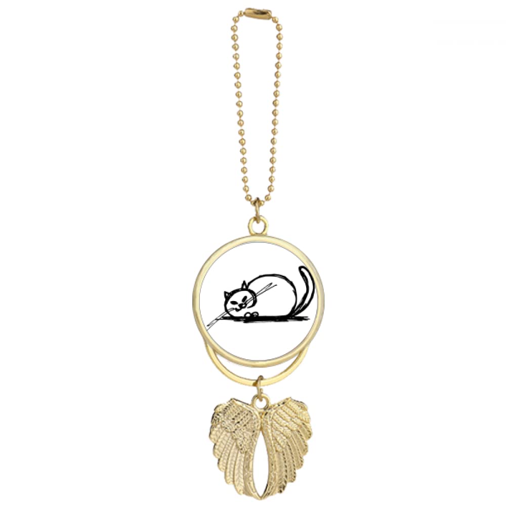 Curly Heavy Cat Crazy Line Car Keychain Angel Wing Pendant