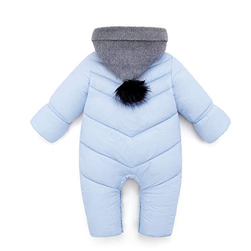 Image of Happy Cherry Baby Snowsuit Romper Zipper Padding Onesie Long Sleeve Winter Puffer Jacket Hooded Jumpsuit Down Coat