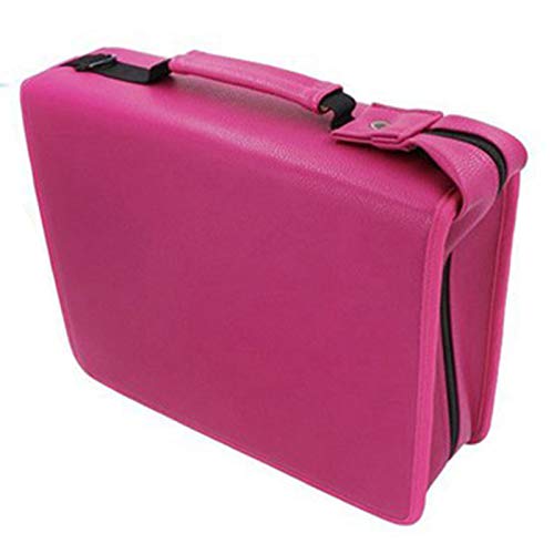 Estuche de piel sintética con 216 agujeros, color rojo rosa, profesional, gran capacidad, desmontable, suministros de papelería, pintura especial, rosa roja