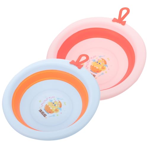 SWOOMEY Lavabo Plegable para Bebés 2 Unidades, Diseño de Dibujos Animados, Ligero y Portátil para Lavar Cara y Pies, Adecuado para Recién Nacidos en Uso Doméstico Varios estilos