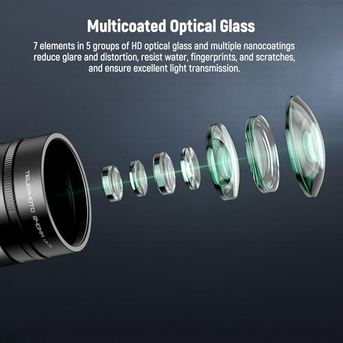 Image of NEEWER 2X Converter for Phone Camera Telephoto Lens Only, 240mm Teleconverter 7 Elements in 5 Groups, 17mm Thread Compatible with NEEWER Phone Cage iPhone Android Samsung Xiaomi, LS-79