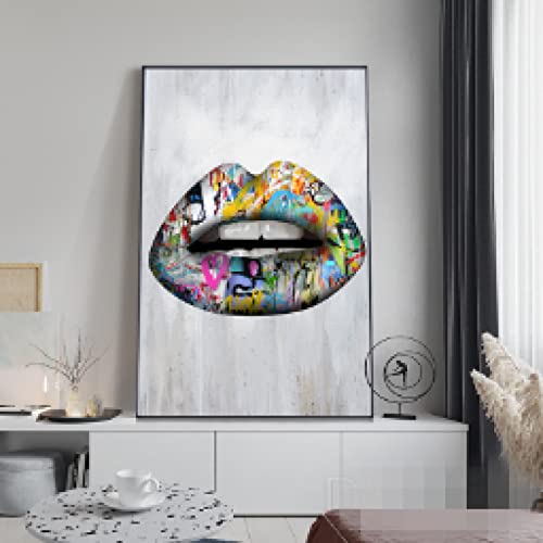 Peinture lèvres abstraites pour donner de la couleur et du style à un mur blanc