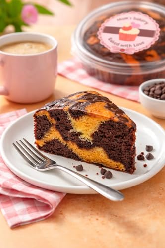 Image of MOM'S BAKERY Orange Chocolate Marble Cake 250g | Homemade infused Sponge Cake | T45 Flour,Vegan Soft & Moist Bakery Style Dessert Freshly Baked Bakery Style Dessert | Special Ocassion