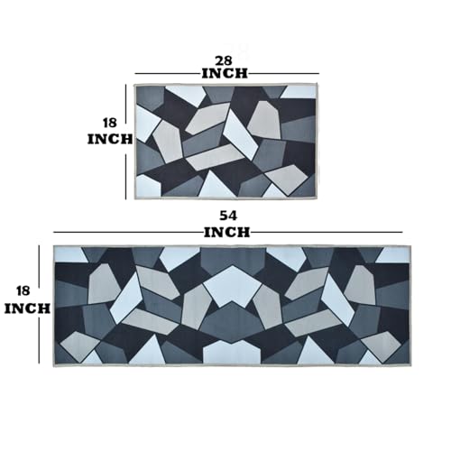 Image of ishro home Premium Kitchen Mats for Floor | Kitchen Runner for Floor | 2 Pcs Set | Anti-Skid & Machine-Washable | (Crystals)