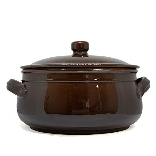 Colì, Tegame in Terracotta con Coperchio, Tegame Artigianale, Marrone, Diametro 24 cm