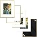 Frametory, 8x10 Gold Aluminum Picture Frame - Set of 1 - Ideal for Displaying 5x7 Photos with Mat or 8x10 Without Mat - Real Glass Front - Simple Gallery Wall Frames for Art Prints and Posters