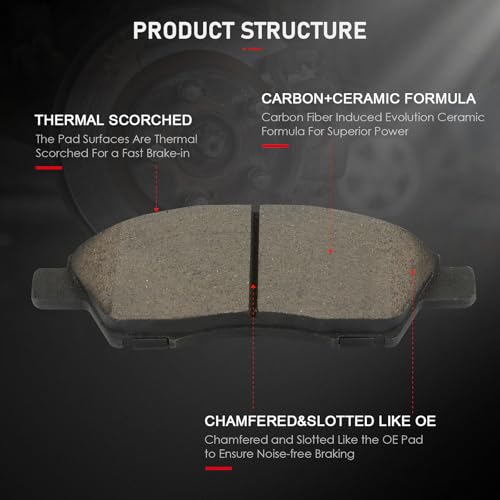 Image of cciyu D1592 Front Ceramic Disc Brake Pads Kit For Nissan Versa 2012-2016,For Nissan Versa Note 2014-2019