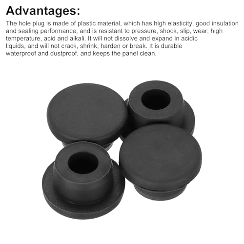 Image of MECCANIXITY 4pcs T-Shaped Silicone Plugs 20mm 3 /4 Inch Dia Snap in Plug Hole Seal Cover Round Rubber Stopper for Kitchen Rubber Bulkheads Waterproof Sealing Plugs Black