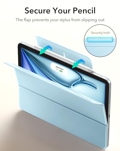 Image of ESR for iPad Air 11 Inch Case M4 /M3 /M2 (2026 /2025 /2024), iPad Air 5th /4th Gen (2022 /2020), Powerful Magnetic Attachment, Slim Trifold Stand Case, Auto Wake /Sleep, Durable Protection, Sky Blue