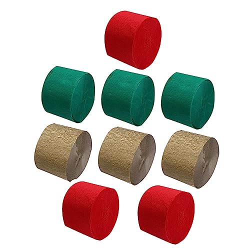 DOITOOL 9pcs Crepe Paper Streamers Red Green Party Decorations DIY Craft Supplies Lightweight Easy to Use Perfect for Children's Projects